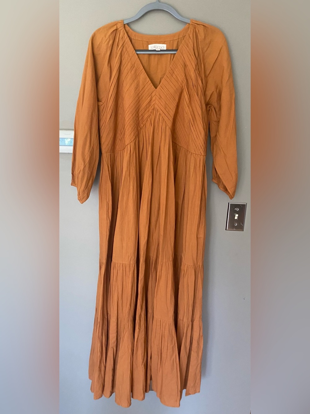 TAILOR DIDI x ANTHROPOLOGIE Organic Cotton Tiered Maxi Dress in Rust Size XL - Picture 5 of 8